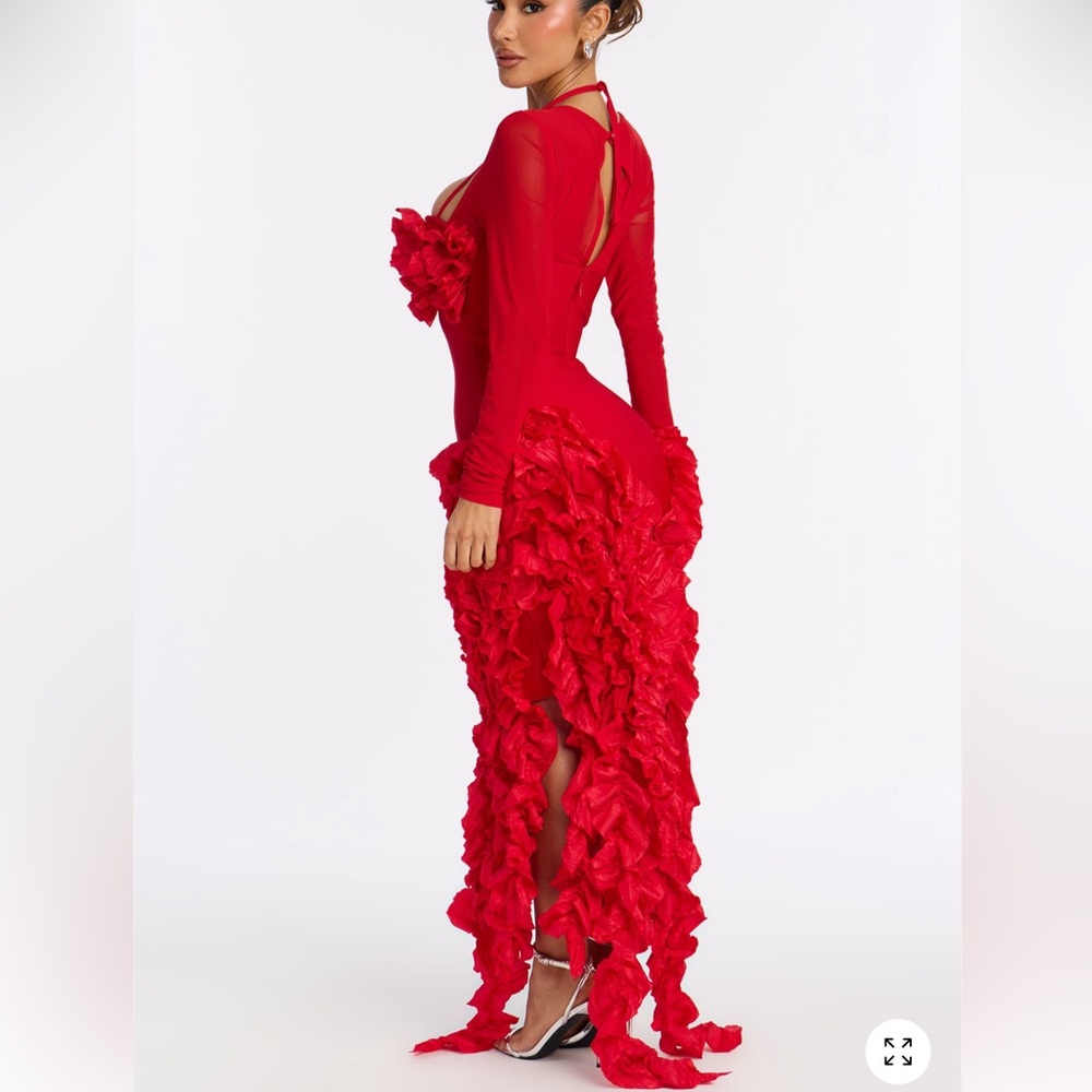 Fashion Nova Vibrant Red Asymmetrical Dress - Picture 2 of 2